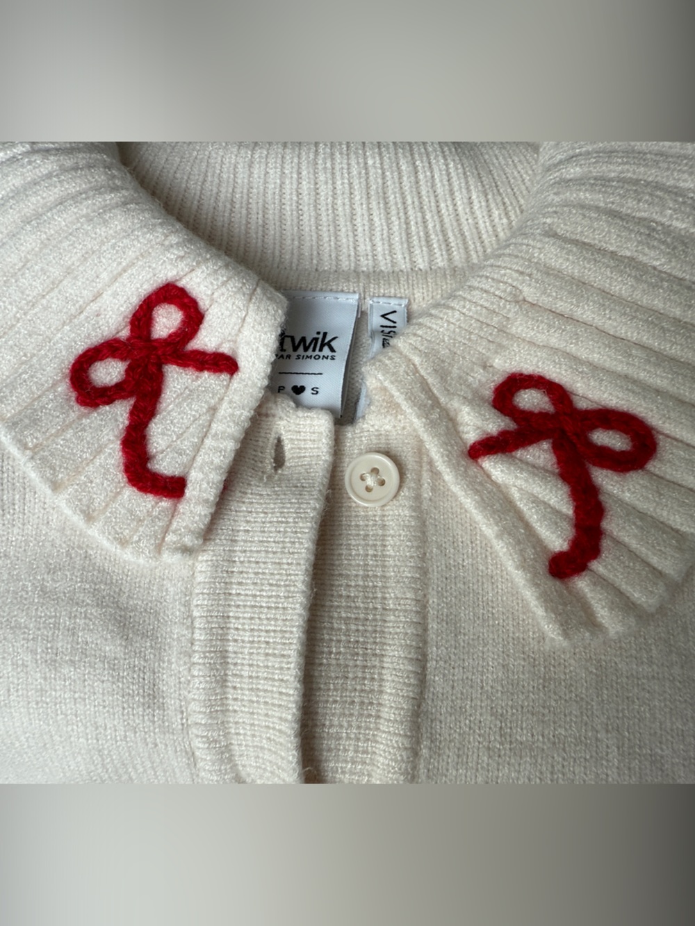 Twik par Simons | Cream Short Sleeve Bow Cardigan 🎀✨ - Picture 5 of 7